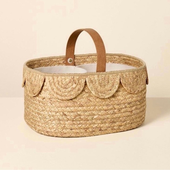Hearth & Hand Natural Woven Scalloped Baby Diaper Caddy